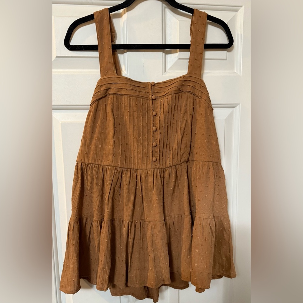 Chic Brown Sleeveless Tiered Shirt